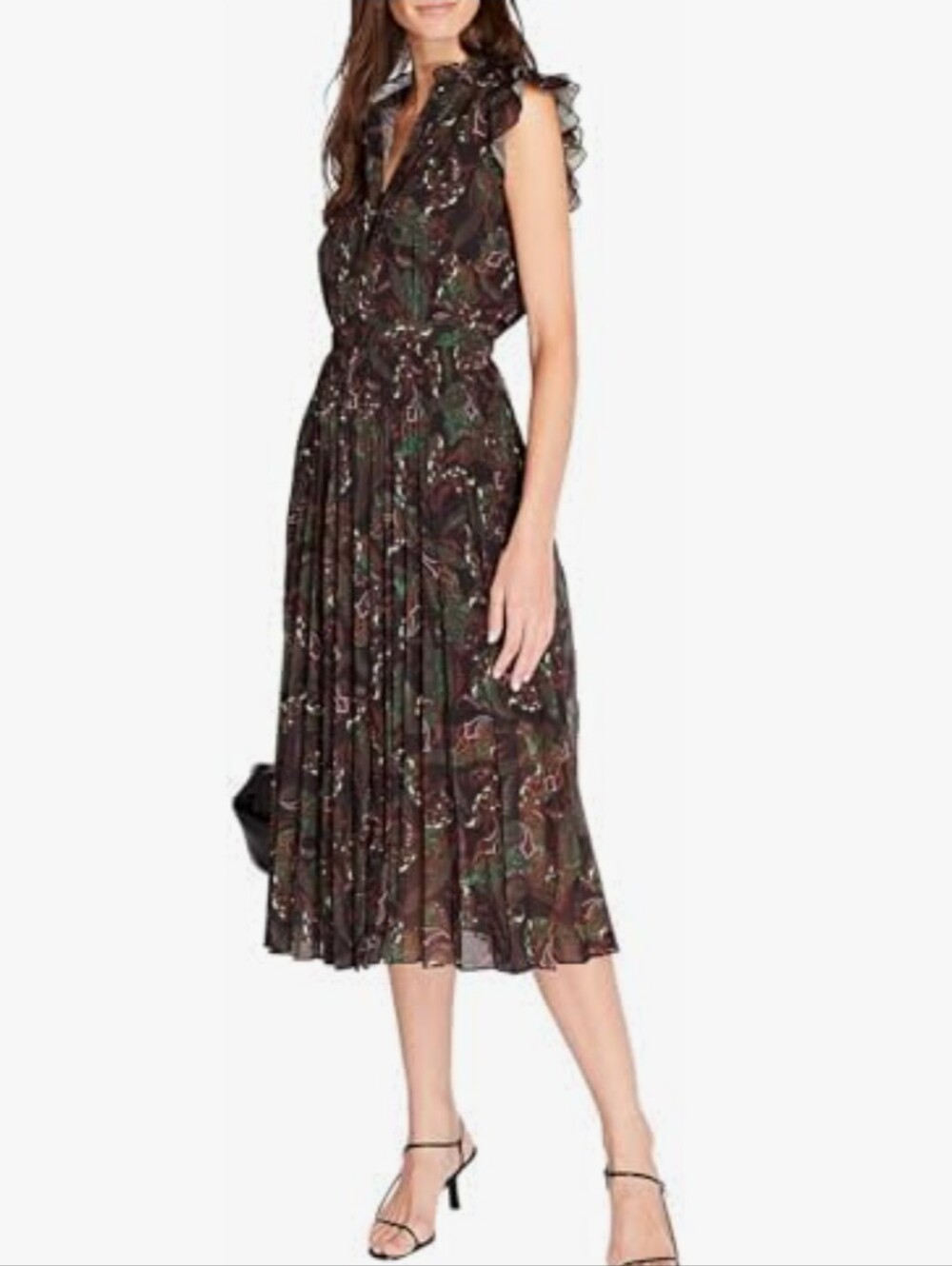 Club Monaco Paisley Print Pleated Midi Dress 10